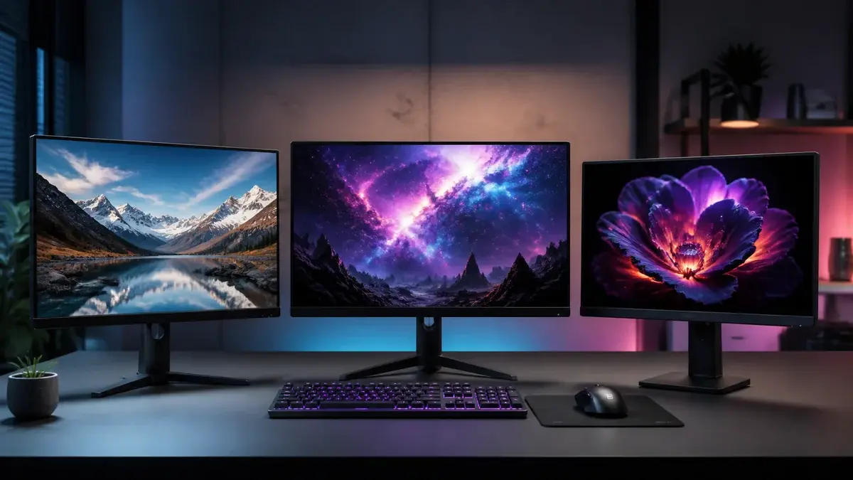 Illustrasjon av skjermpaneltypene IPS, VA og OLED